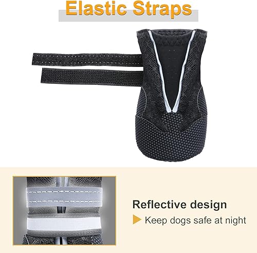 Miniatura 4 de Dimicoo Botas transpirables para perros medianos y grandes, zapatos antideslizantes para perros para nieve de invierno y pavimento caliente de