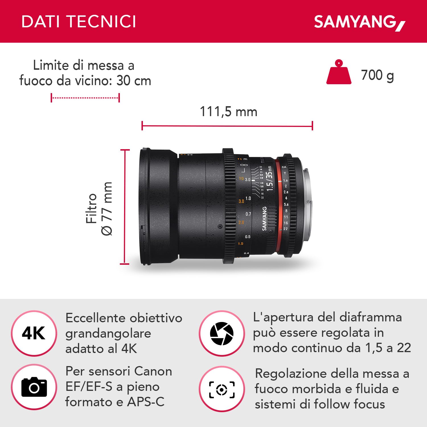 Obiettivi Samyang 35mm/F 1.5 ED AS UMC VDSLR II