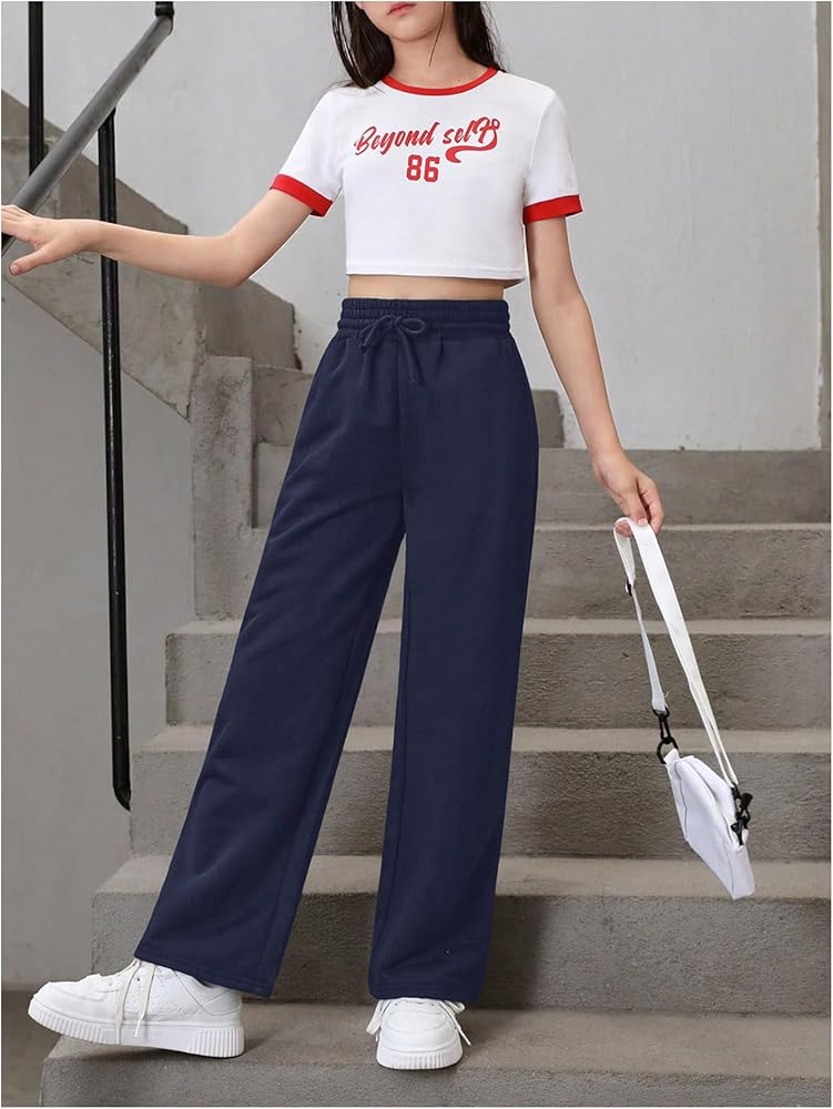 Amazon.com: SOLY HUX Girl's Straight Wide Leg Sweatpants Casual