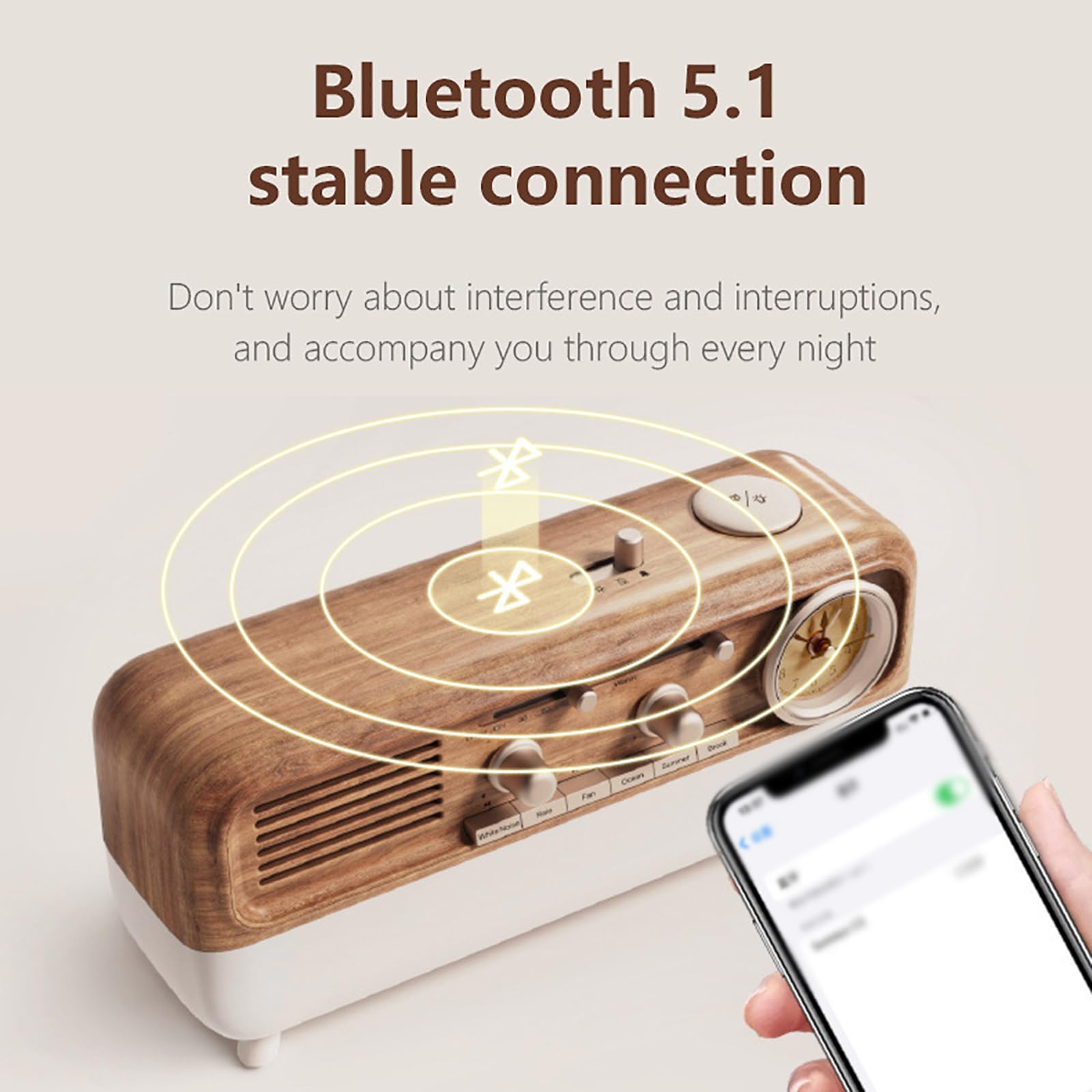 Altoparlante Bluetooth con macchina del rumore bianco e luce sveglia a LED, 6 suoni naturali, 3 livelli di spegnimento temporizzato, ideale per meditazione e relax a casa