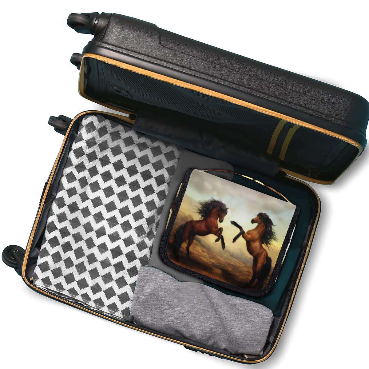 Koń Zwierzęta Podróżna Kosmetyczka Koń Mycie Torba Unisex Wiszące przybory toaletowe Kosmetyczka Organizer do makijażu, wielobarwny, Jeden rozmiar