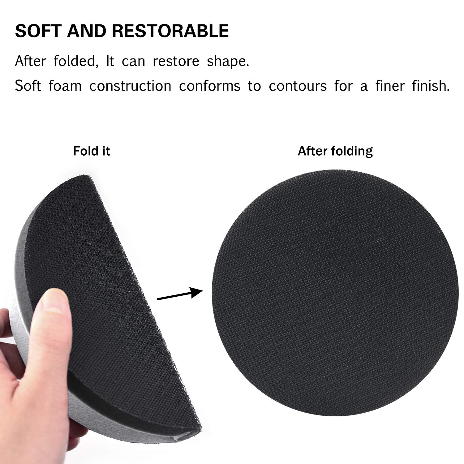 POLIWELL 6 Inch (150mm) Interface Pad Hook and Loop Soft Sponge Cushion Buffing Pads, 2 Pack