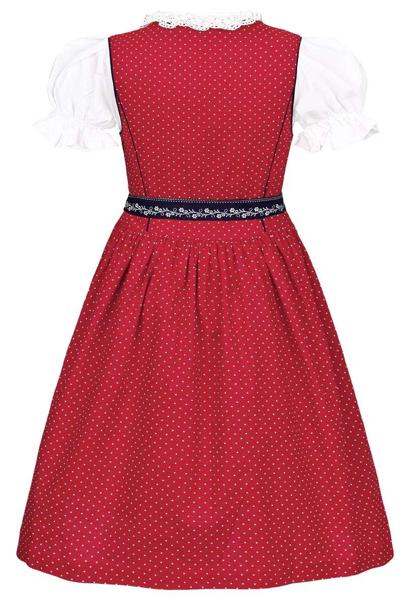 Isar-Trachten Dziewczęca dirndl z bluzką czerwona, czerwona, 80, czerwony, 98 cm