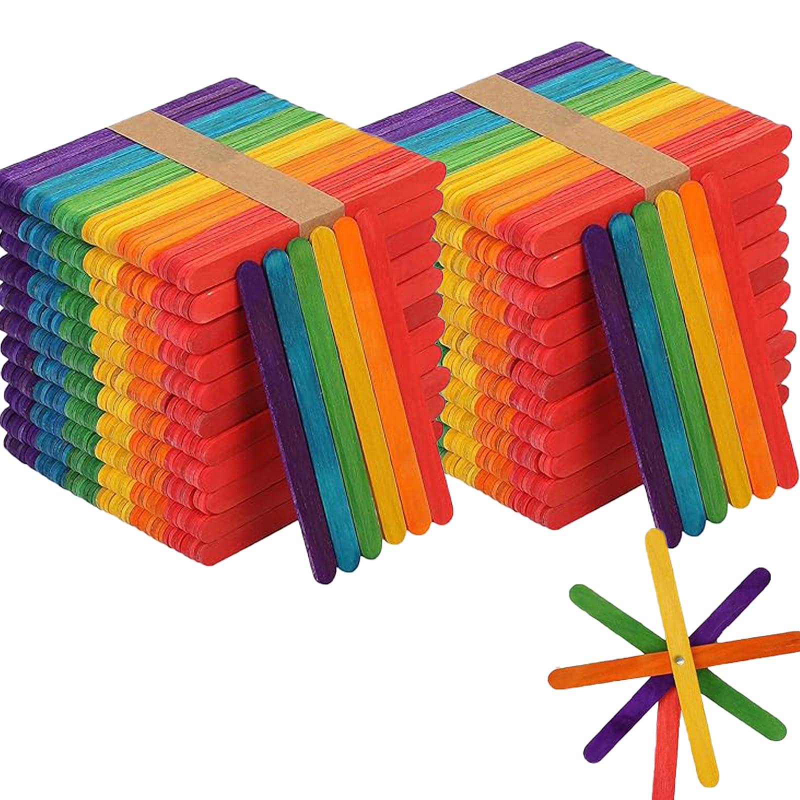 KEILEOHO 3000 PCS 4.5 Inch Colored Popsicle Sticks, Colored Wooden Sticks for Crafts, Rainbow Popsicle Sticks for Craft Homemade DIY Craft Model Making Creative Design