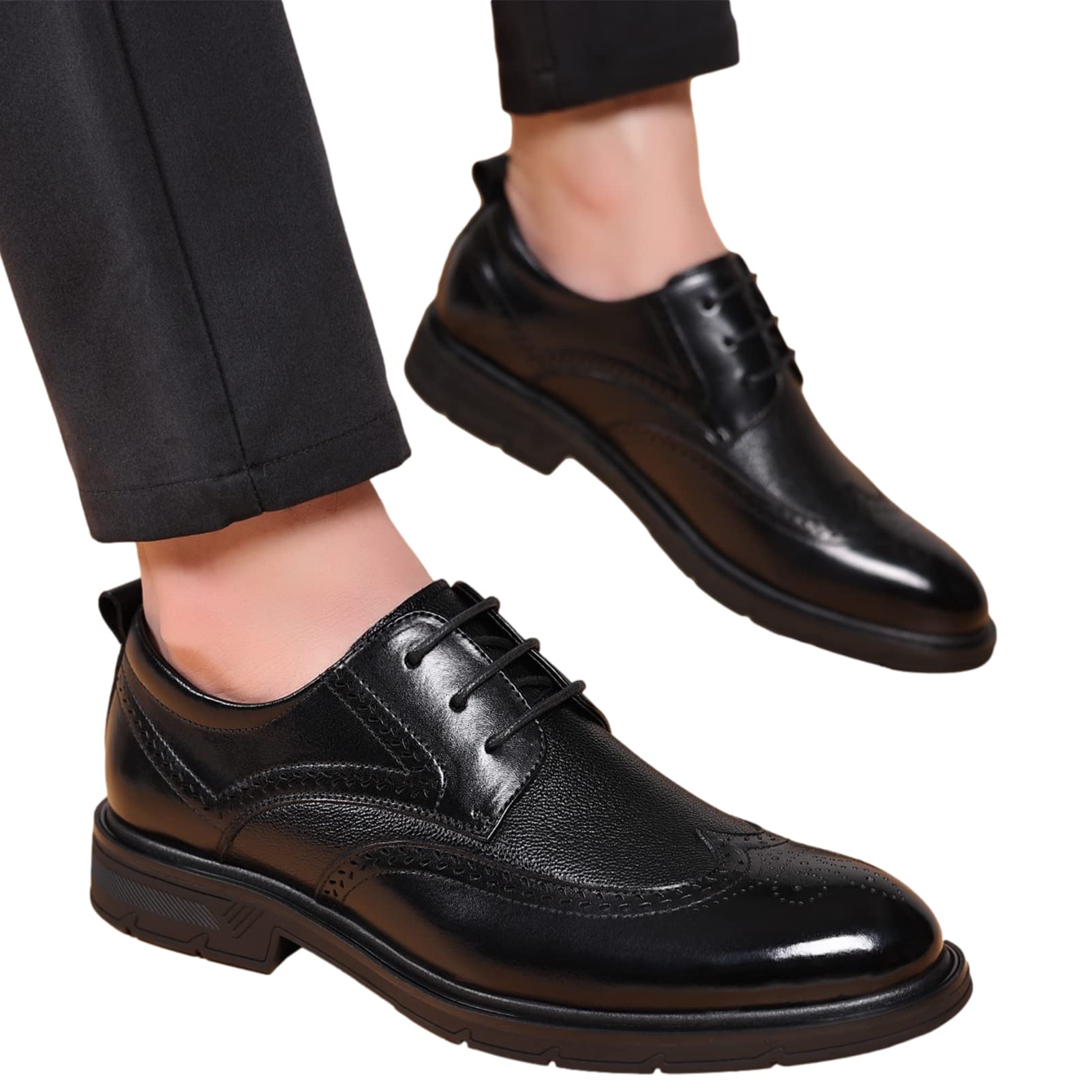 ANUFER Uomini Vera Pelle Derby Brogue Formali Allacciare Scarpe da Sposa d'Affari