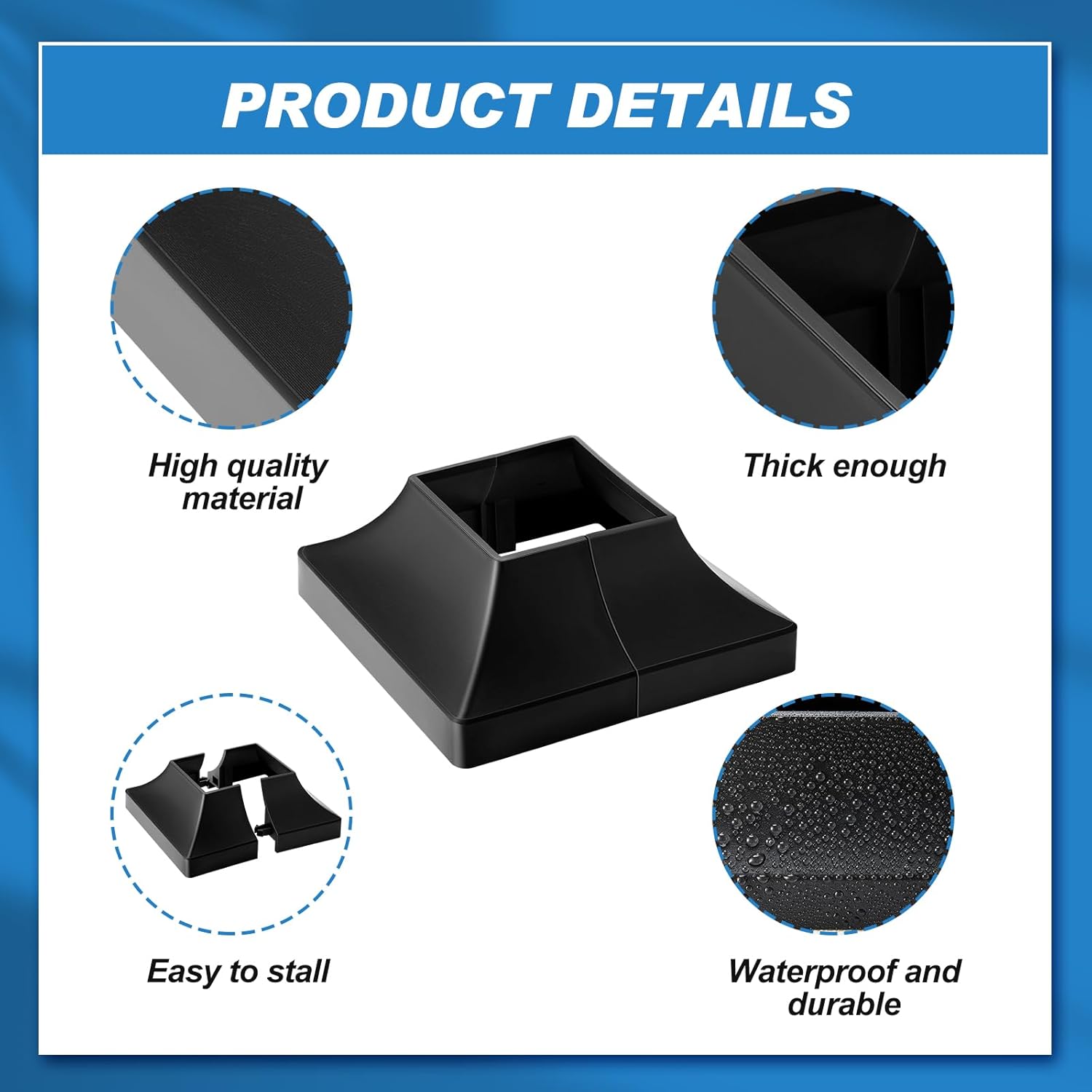Condition photo showing New/Like New for landical 8 pcs 2 inch interlocking deck post base cover for 2 x 2'' post with 4.5 x 4.5'' base plastic trim uv resistant for porch, stair handrail, decking railings, fence