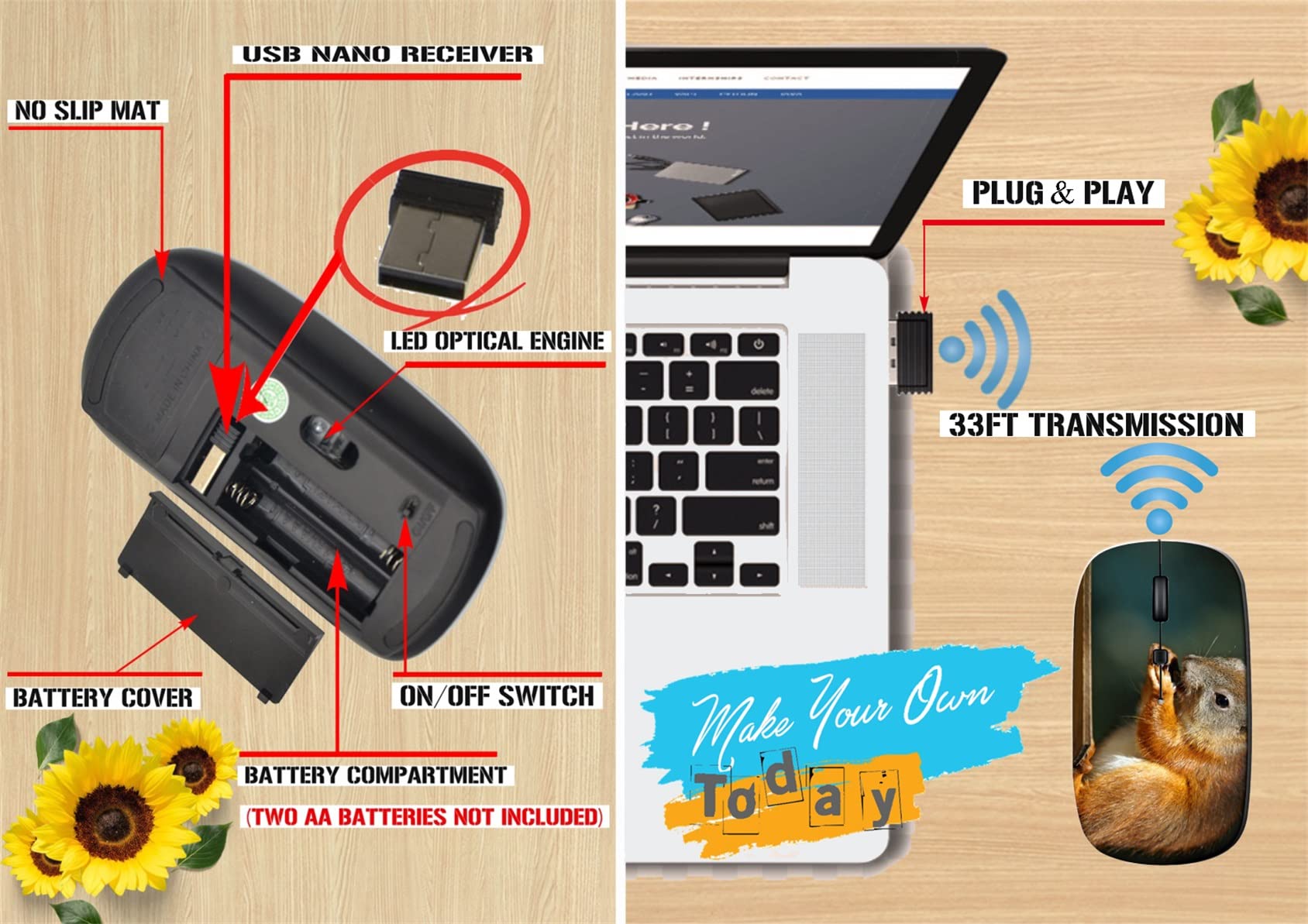 Amazon.com: maizi Wireless .Mouse for Laptop Chromebook Computer