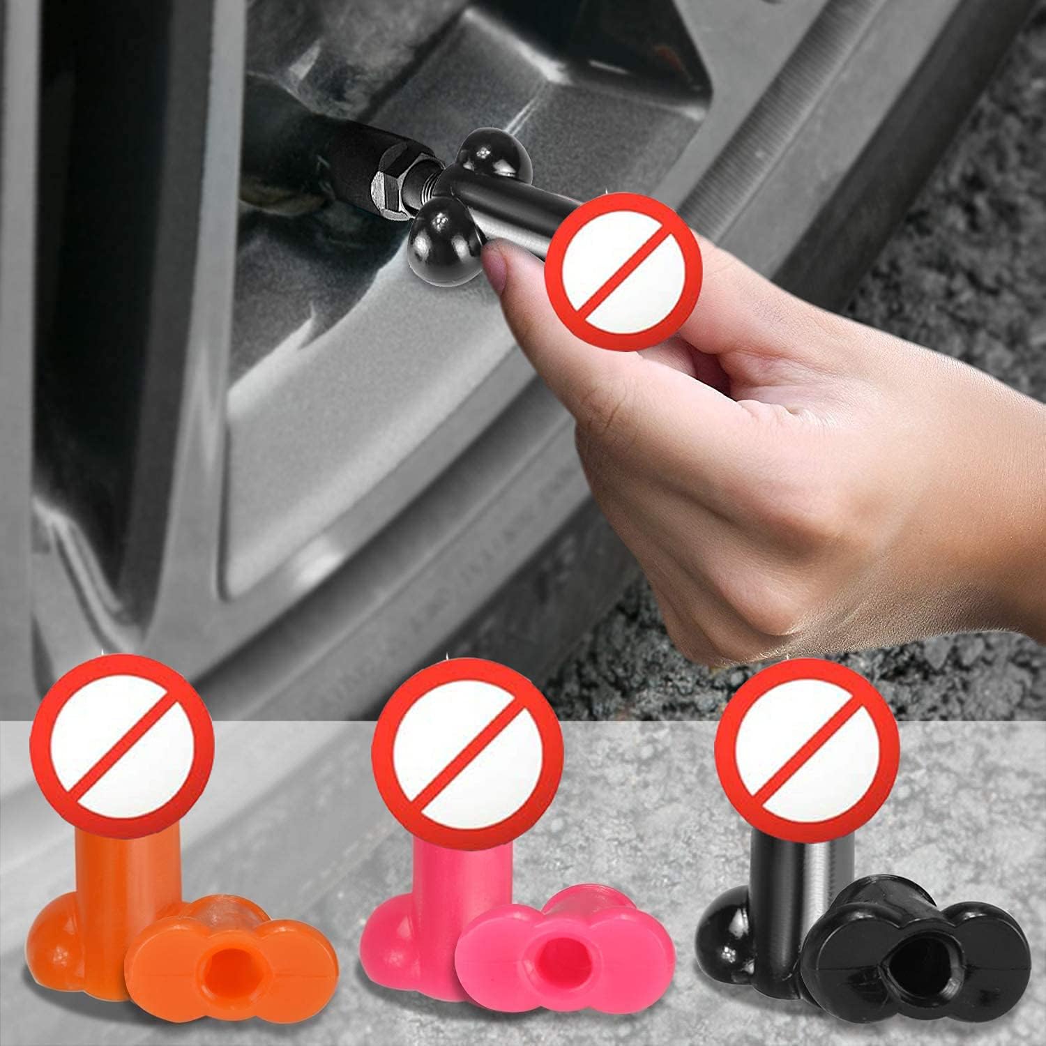 4 Pack Prank Valve Stem Cap, Valve Caps, Tire Cap Luminous Stem Cap, Great for Pranks Bachelorette Parties Dust_Cover fits Cars, Trucks, Bikes, Motorcycles, Bicycles (Green)