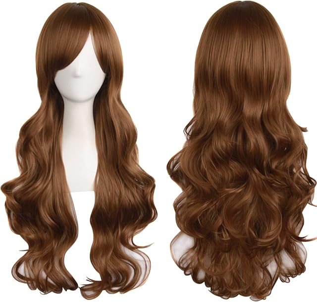 ColorfulPanda Charming Long Brown Curly Wavy Full Hair Wig Anime Cosplay Halloween Costume Party Synthetic Wigs for Women Girls,32inch 80cm light brown