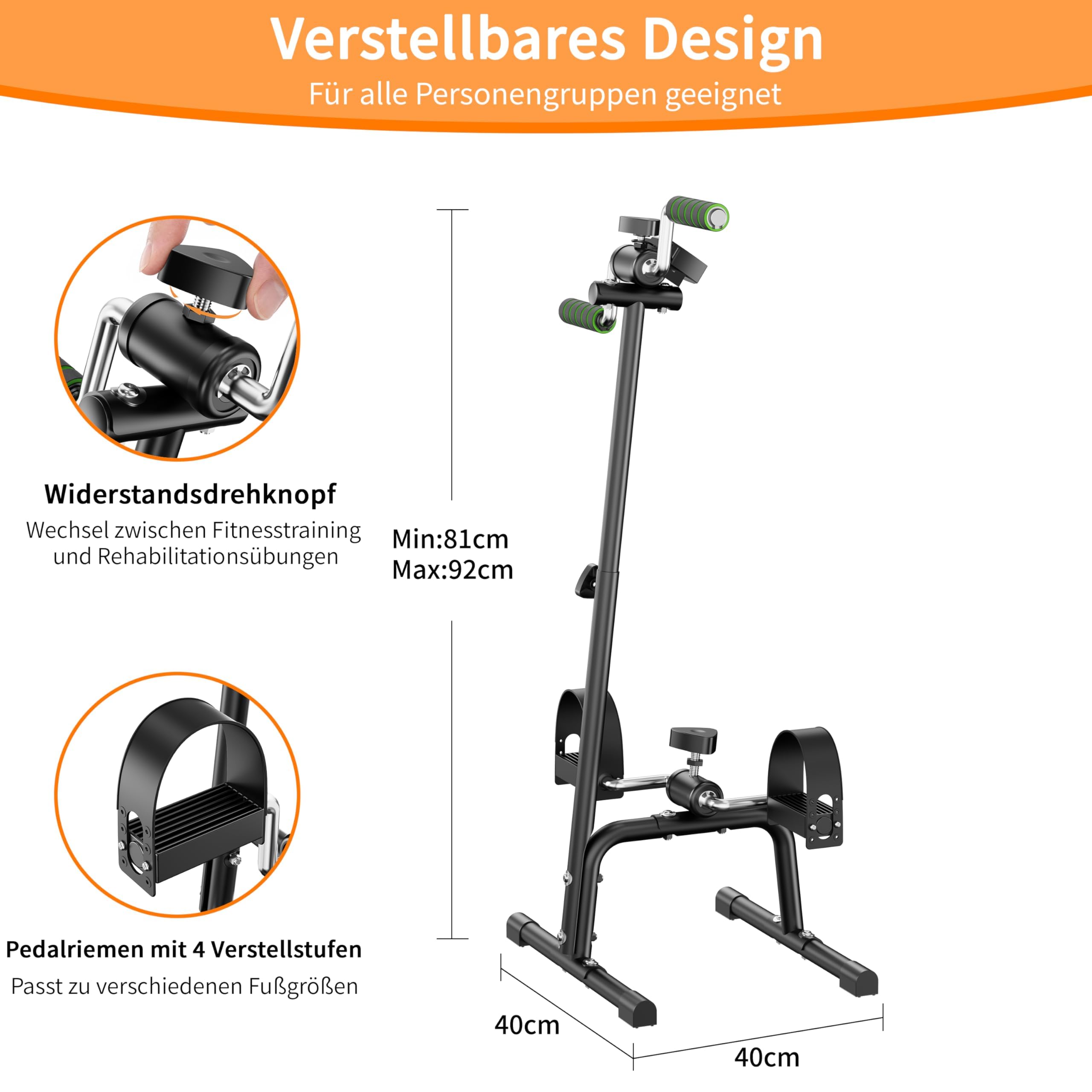 Heimtrainer Fahrrad, Reha-Heimtrainer für Senioren mit LCD-Display, Kompaktes Hand- und Fußtrainingsgerät für Physiotherapie und Fitness zu Hause