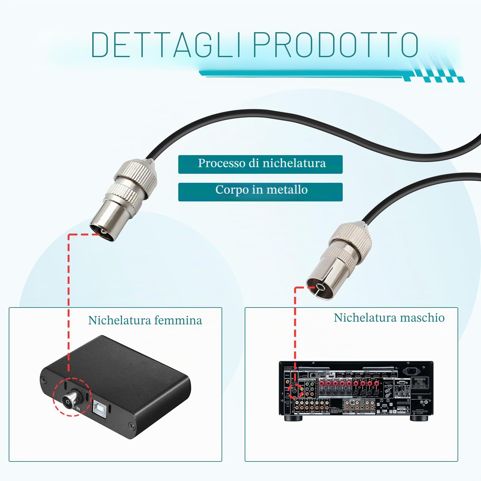 Set 10 Connettori Coassiali: 5 Femmina-femmina E 5 Maschio-maschio, In Lega Di Zinco, Per Antenna TV E Satellite - 4