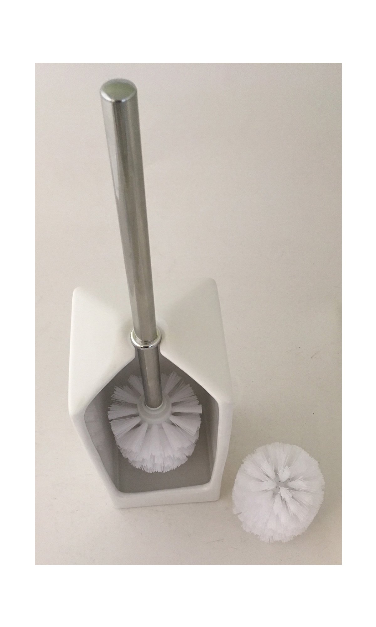 Flair 998196 scopino rettangolare Ø 10 x 22 cm in ceramica bianco con testa di ricambio