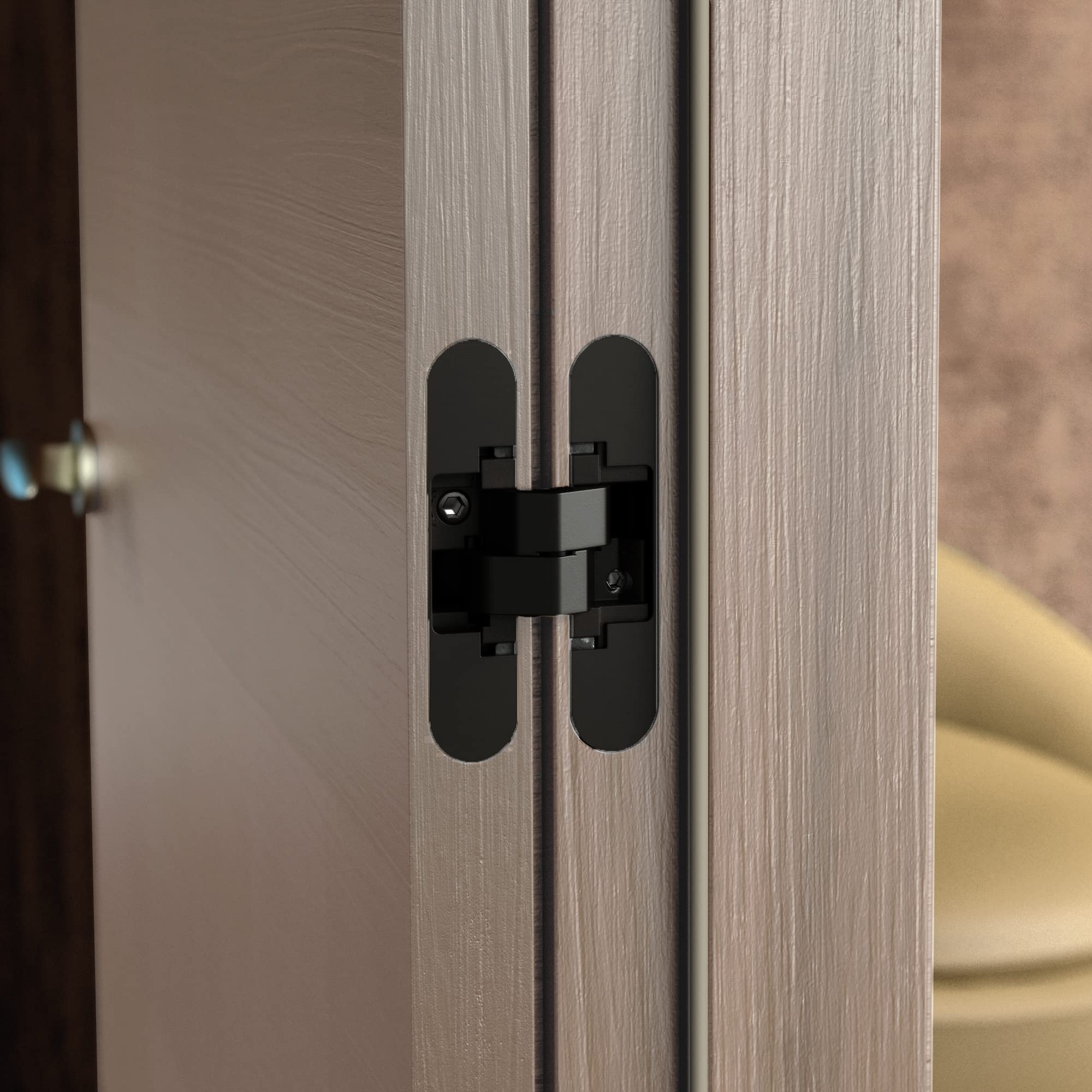 Emuca - Charnière invisible pour portes, Lot de 2 charnières invisibles pour portes lourdes, charge de 40 kg, ouverture de 180º, zamak, noir