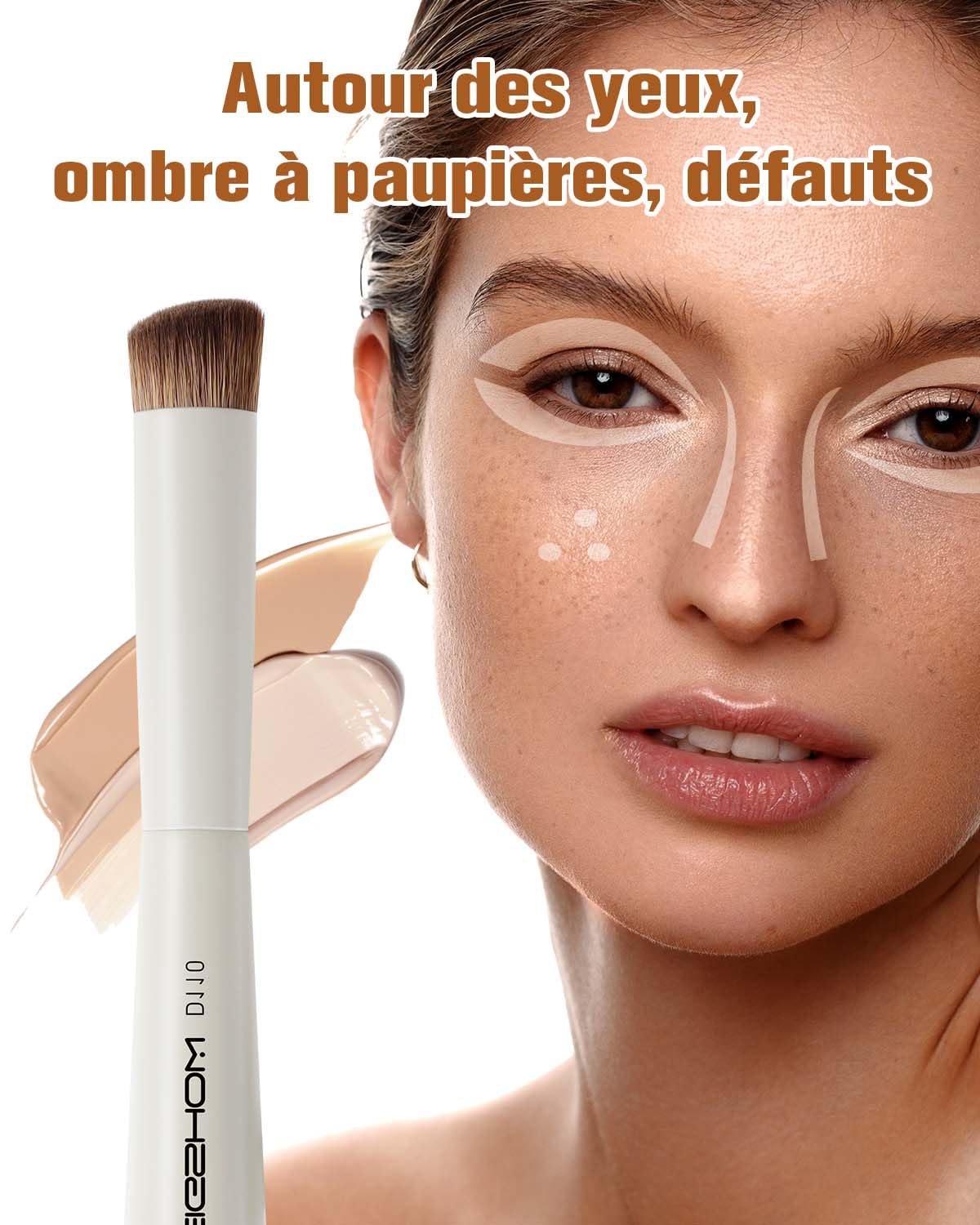 EIGSHOW Pinceau pour fond de teint et anticernes, pinceau de maquillage à double extrémité pour un fond de teint impeccable et un anticernes de précision, végétalien et sans cruauté (D110 Beige)
