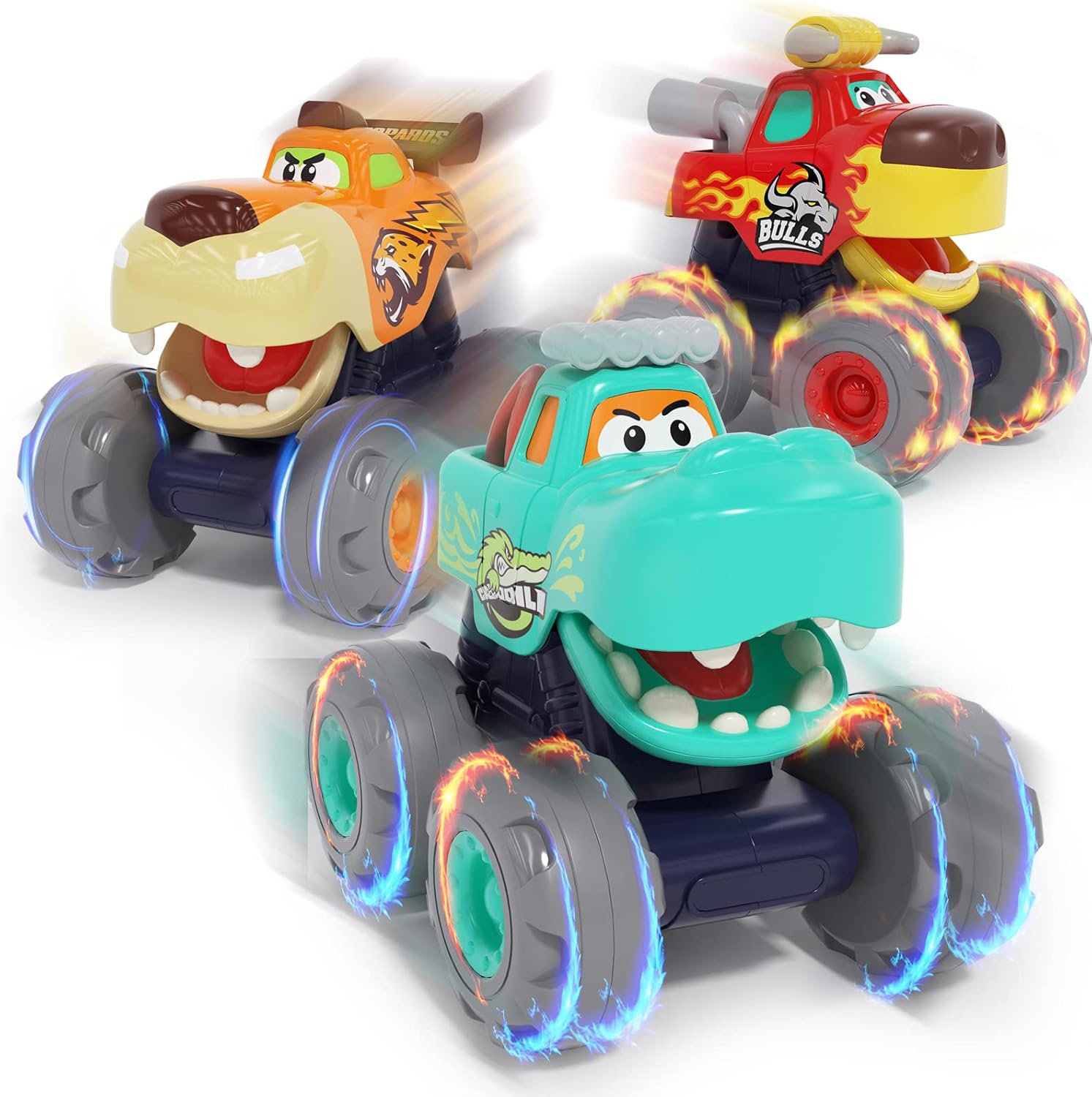 HOLA Toy Cars for 1 2 3 Year Old kids, 3 Pack Monster Truck Toy Set