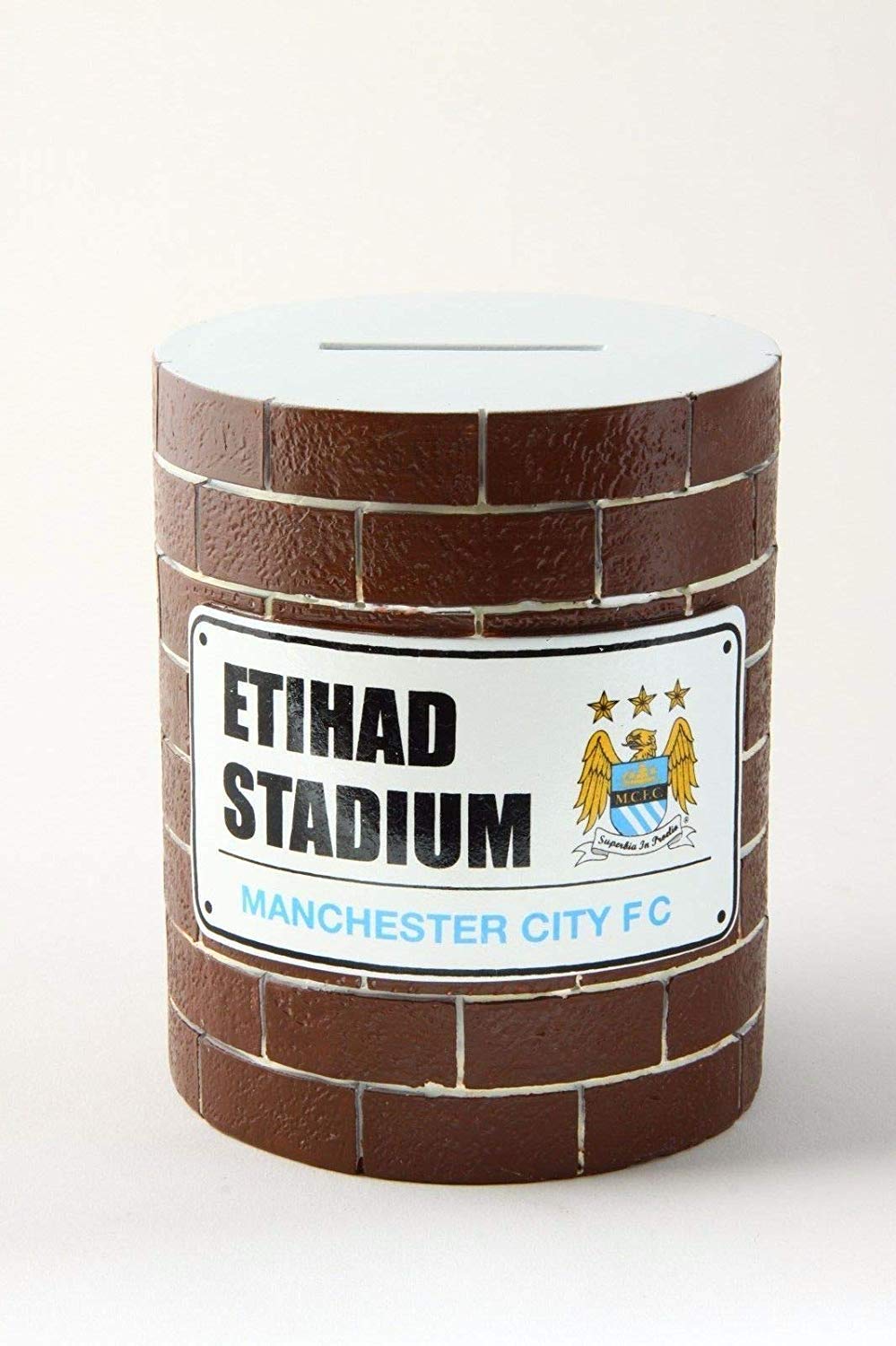 FOCO EPL MANCHESTER CITY FC FOOTBALL PREMIER LEAGUE CHAMPIONSHIP BRICK WALL MONEY BOX EITHAD SAVING
