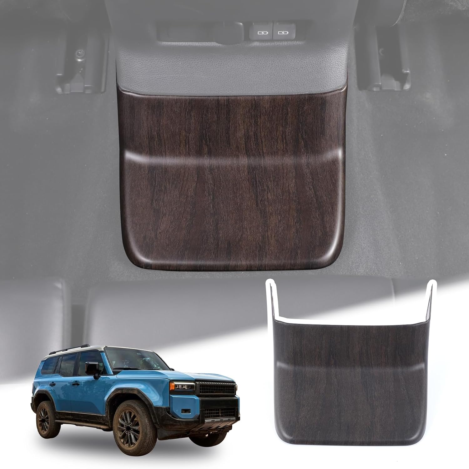 Car Rear Row Anti Kick Cover Protector Trim Compatible with Toyota Land Cruiser Prado 250 J250 LC250 2024 2025,Rear Seat Air Vent Protection Panel Storage Slot Accessory