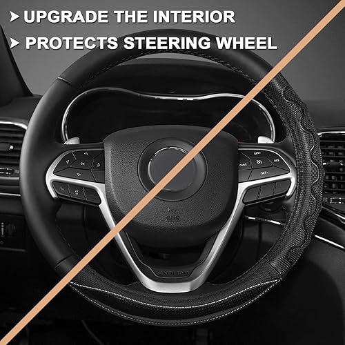 Miniatura 3 de GIANT PANDA Cubierta del volante para Jeep Wrangler, cubierta del volante del coche para Jeep Grand Cherokee y Cherokee - Negro