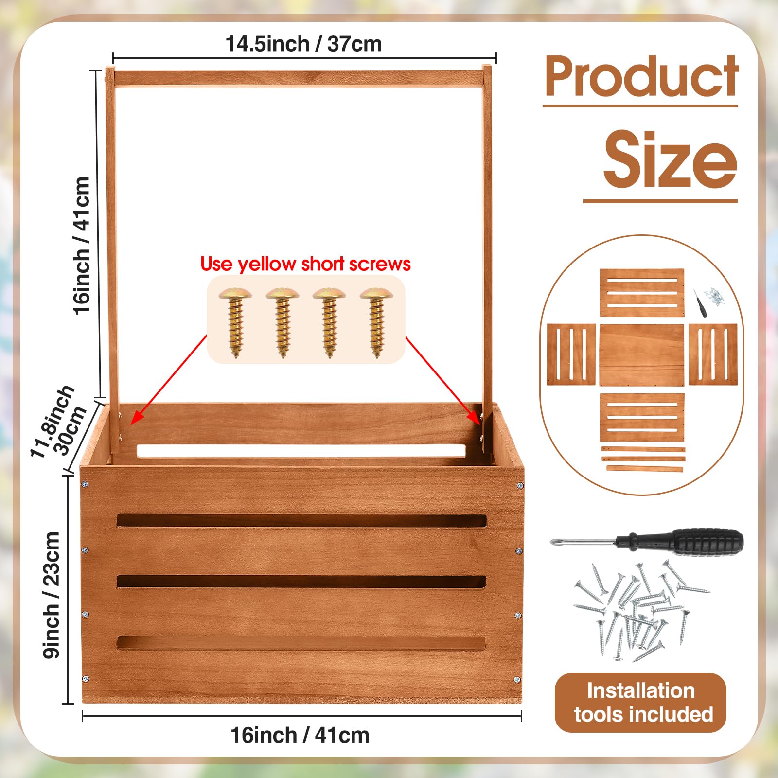 Suzile Caja de madera para baby shower, cesta de regalo, banco de arcilla | Perchero para ropa de bebé con asa, caja de almacenamiento para revelación de género para niños y niñas recién nacidos
