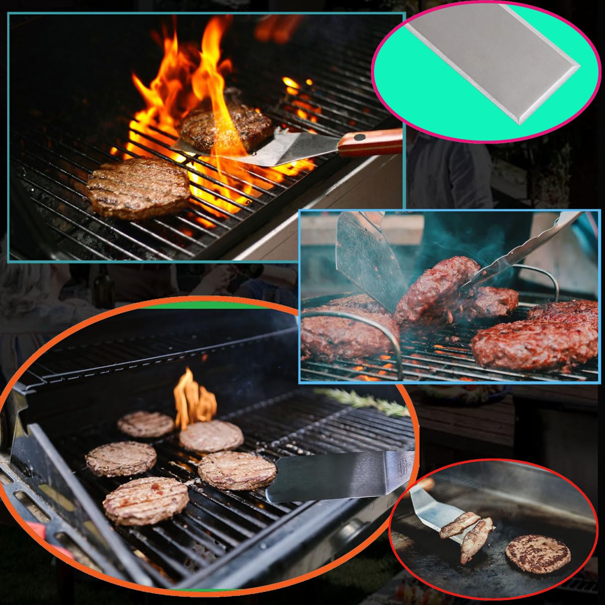 La Cuisine 3-PC Spatula Set - Stainless Steel - BBQ Kitchen Tool - Cooking, Flipping, Scraping, Mirror Finish, 3-PCS Spatula Set - Image 4