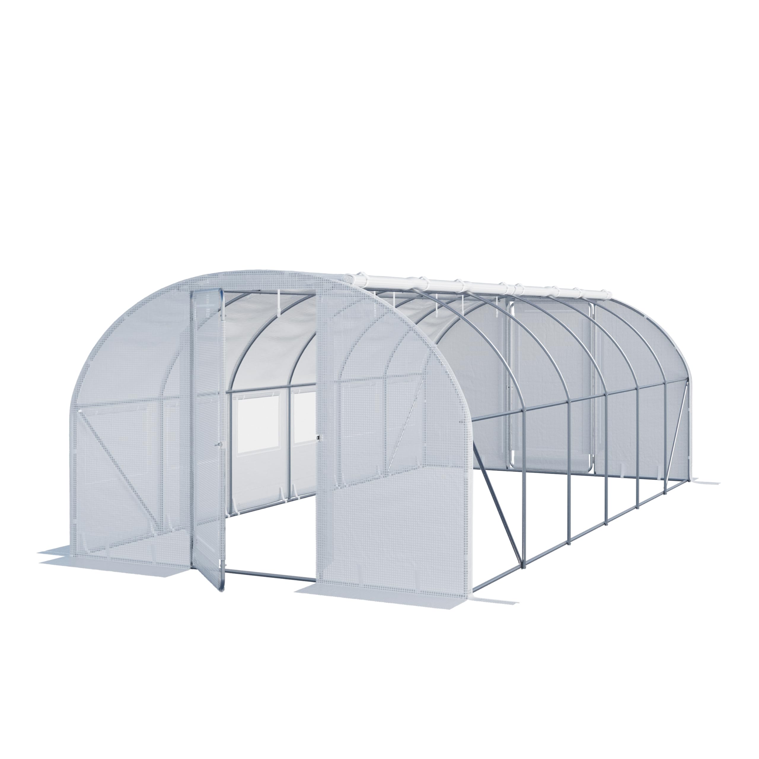 TOOLPORT Foliengewächshaus Gewächshaus 3x6m Premium mit schwenkbarer Türkonstruktion PE-Plane 180 g/m² weiß transparent