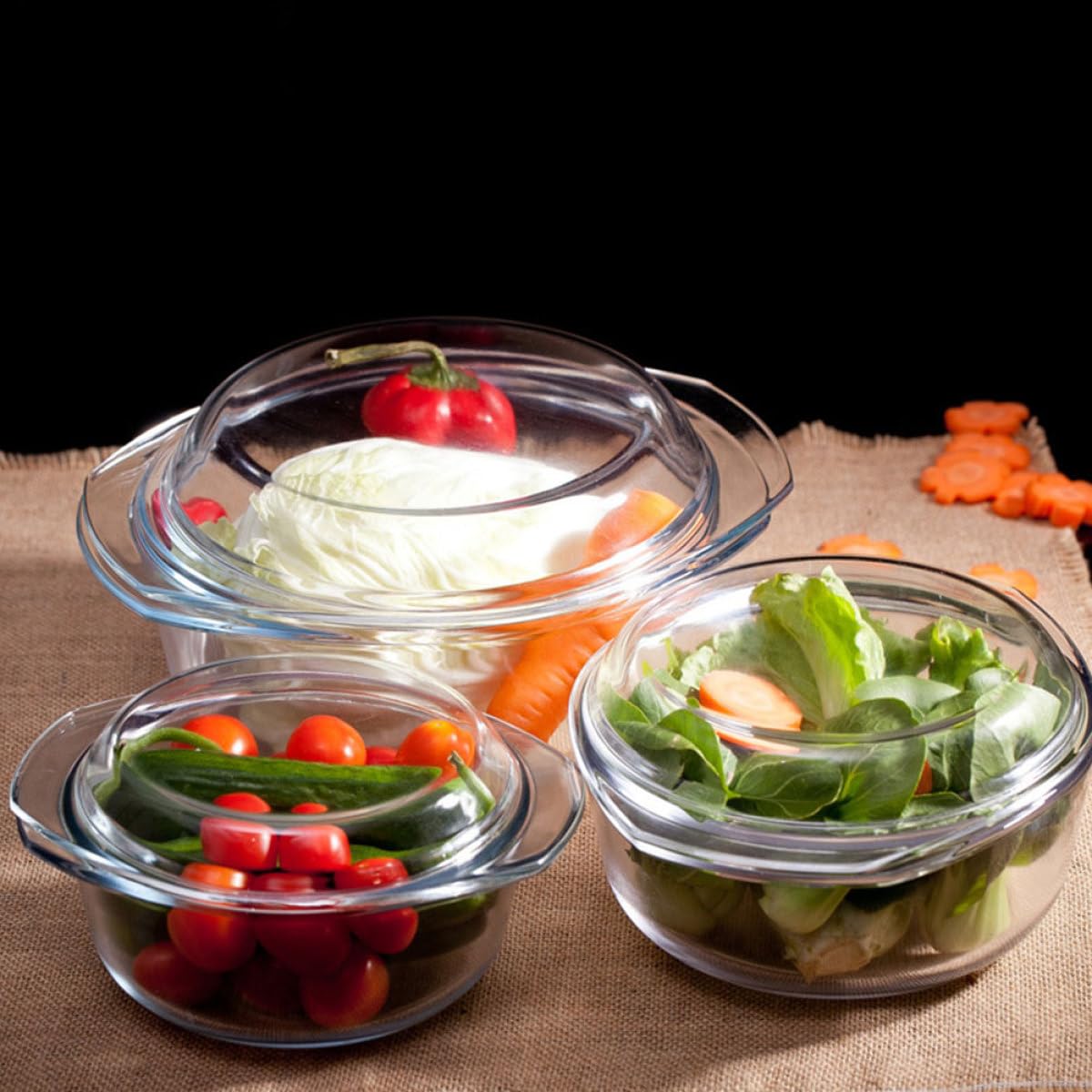 DOITOOL Hitzebeständige Tempered Glass Bowl mit Deckel Ofen Mikrowellengeeignete Suppenterrine Spülmaschinenfester Glasbehälter für Vielseitiges Kochgeschirr und Aufbewahrung