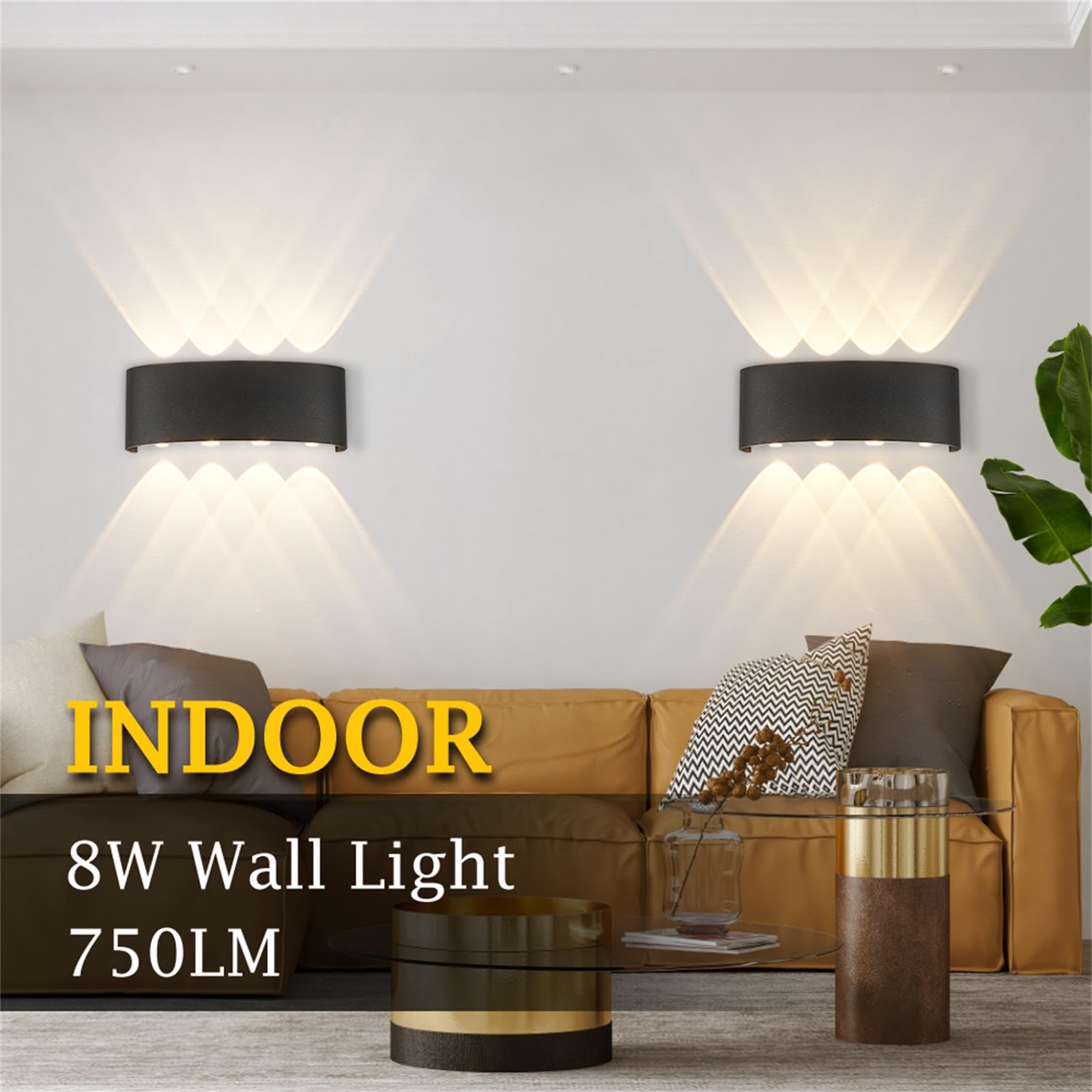 CANMEIJIA Lampa ścienna LED 8 W 3000 K czarna 2 szt