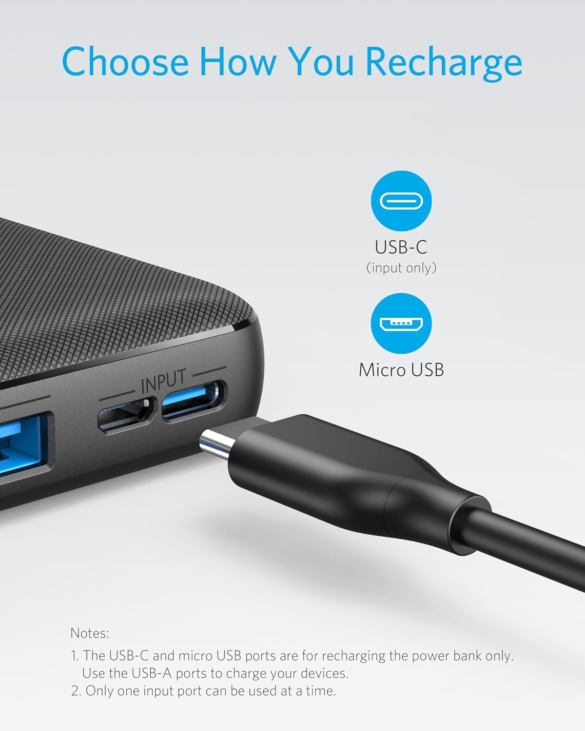 Anker Portable Charger, 325 Power Bank (PowerCore Essential 20K), 20000mAh Battery Pack with 15W Charging, PowerIQ, 2 USB-A, 1 Micro USB, Two-Way USB-C Ports for iPhone Series, AirPods, and More - Image 4