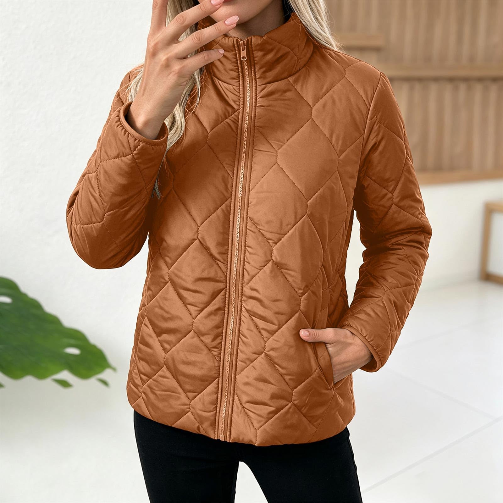 Generisch Winterjacke Damen Warm Steppjacke Leichte Winter Übergangsjacke