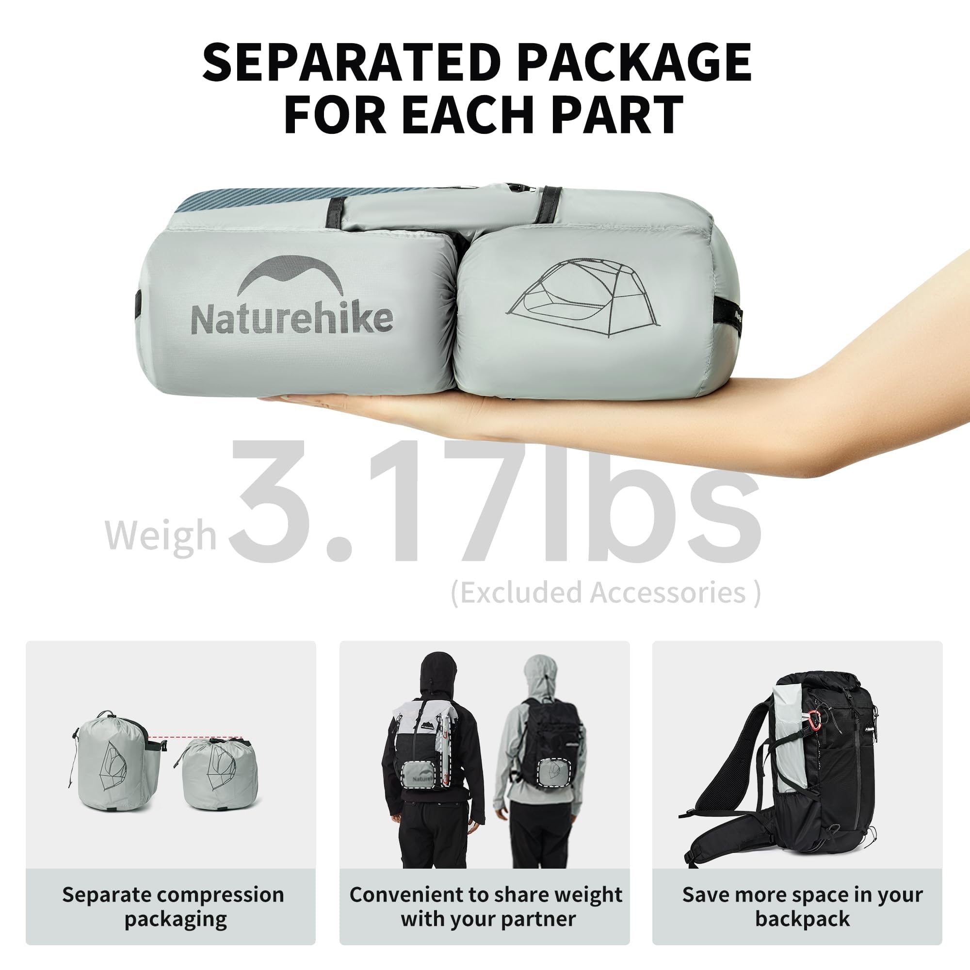 Naturehike Star River UL 2-osobowy namiot z plecakiem, dwuwarstwowy wodoodporny namiot dla dwóch osób, lekki namiot rowerowy z plecakiem dla 2 osób