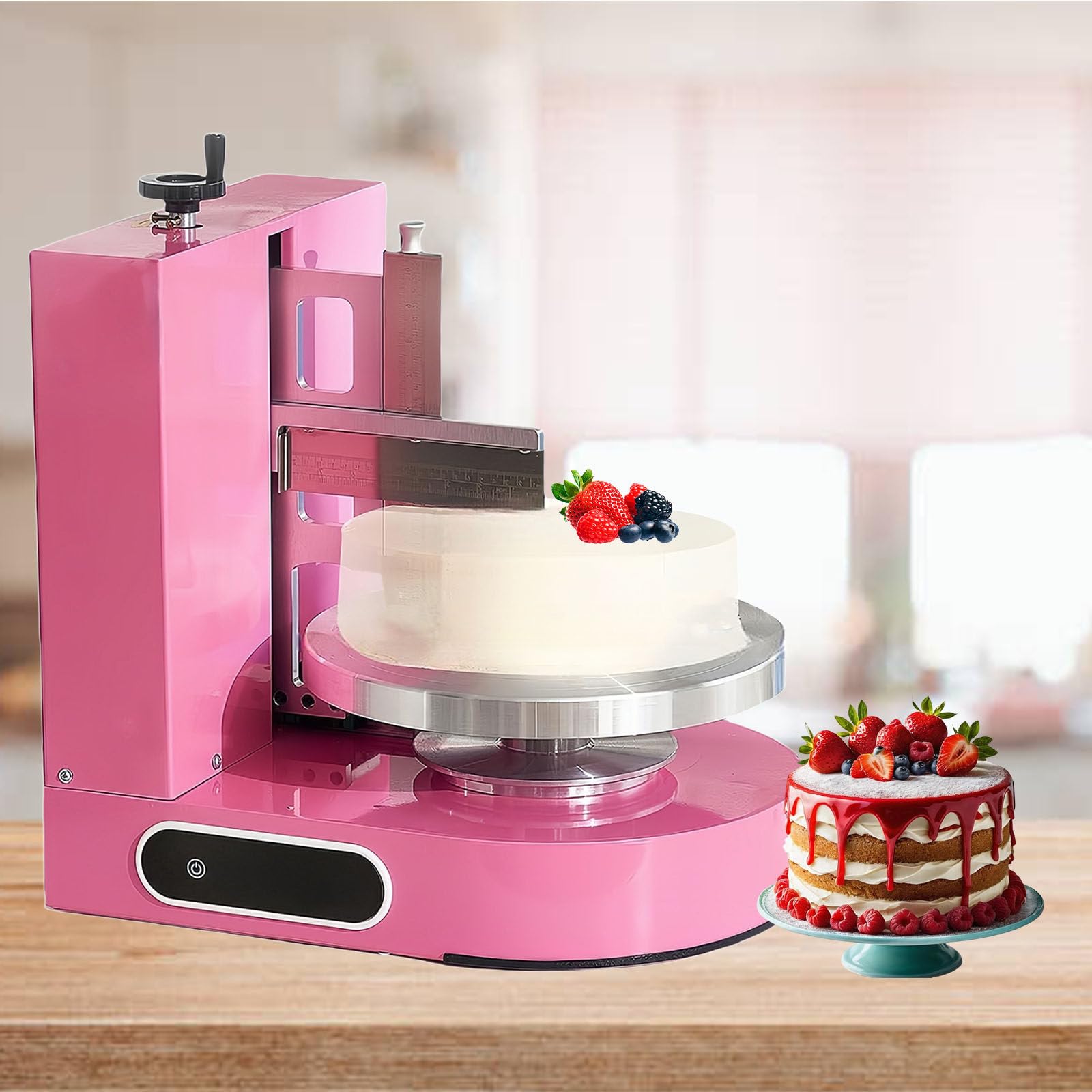 Kuchendekorationsmaschine, Kuchencremeverteiler, Geräuscharme Kuchenglasurmaschine, Geeignet Für 4" Bis 12" Große Kuchen, Geschwindigkeit 25 Bis 320 U/Min Pink