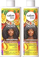 Salon Line, Kit Shampoo e Condicionador, S.O.S Cachos, Óleo de Manga, Vegano - Para Cabelos Ondulados, Cacheados e Crespos, 2 Unidades