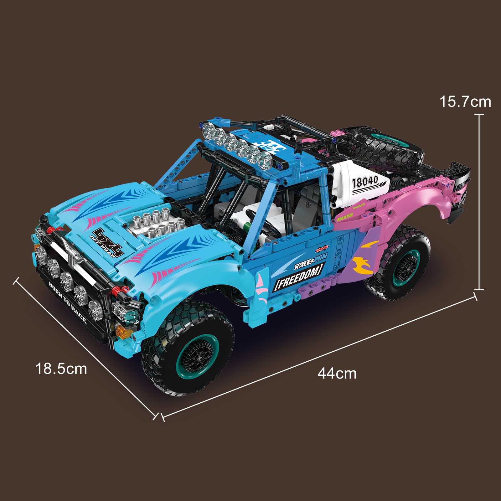 Mould King 18040 Technik MOC Luftfederungs-Offroad-Truck Baustein-Modell | Elektrisch ferngesteuertes Kletter-Rennwagen Bausatz APP Technologie 4x4 Geländewagen Klemmbausteine Bausatz （1573+Teile）