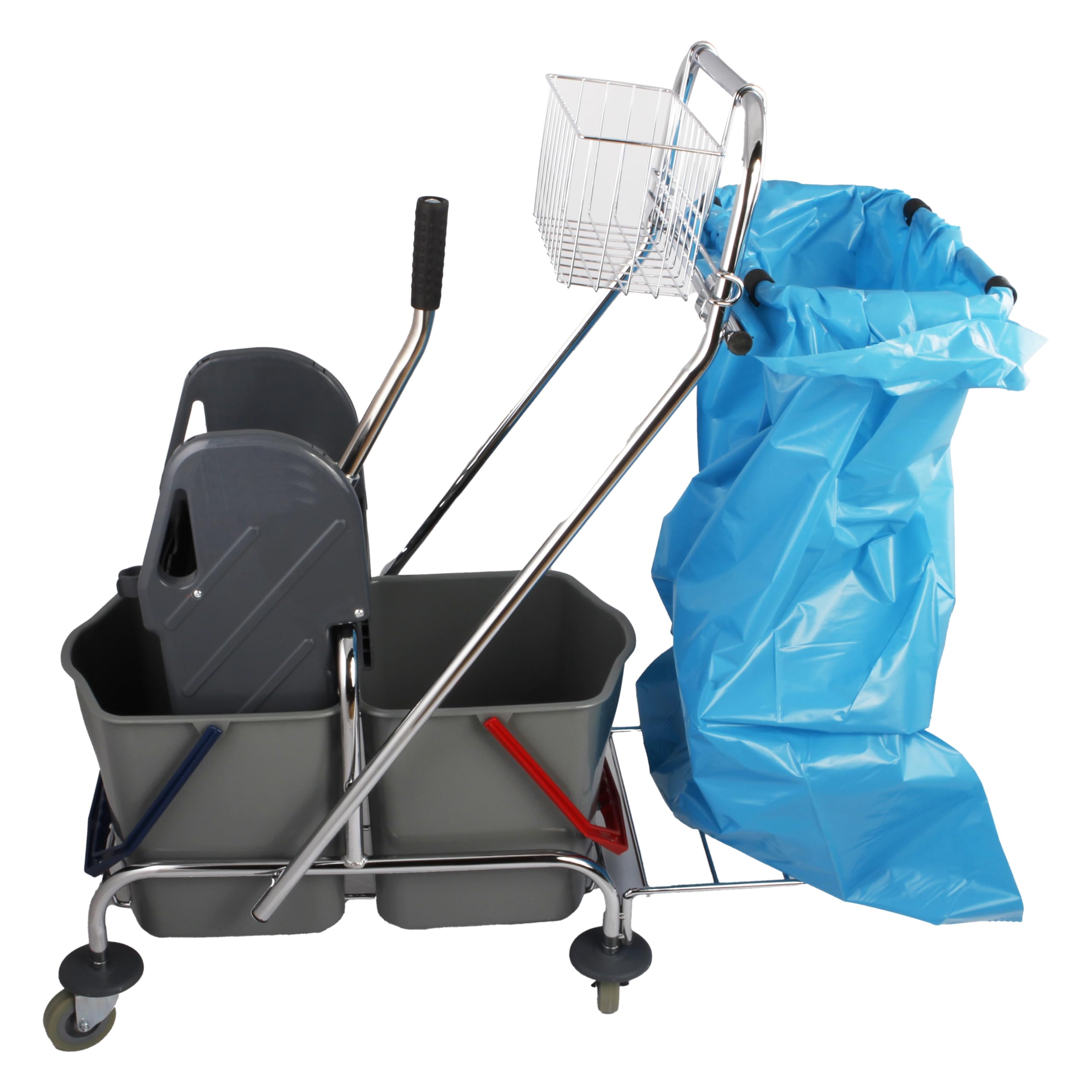 Reinigungswagen 2 x 17 L, Profi Doppelfahreimer mit Mop-Presse
