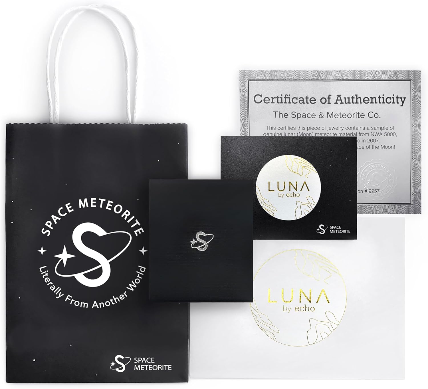 Authentic Moon Rock Crescent Series Necklace (From Lunar Meteorite NWA 11788) - 18K Gold ewelry for Women with Adjustable Chain by Space & Meteorite