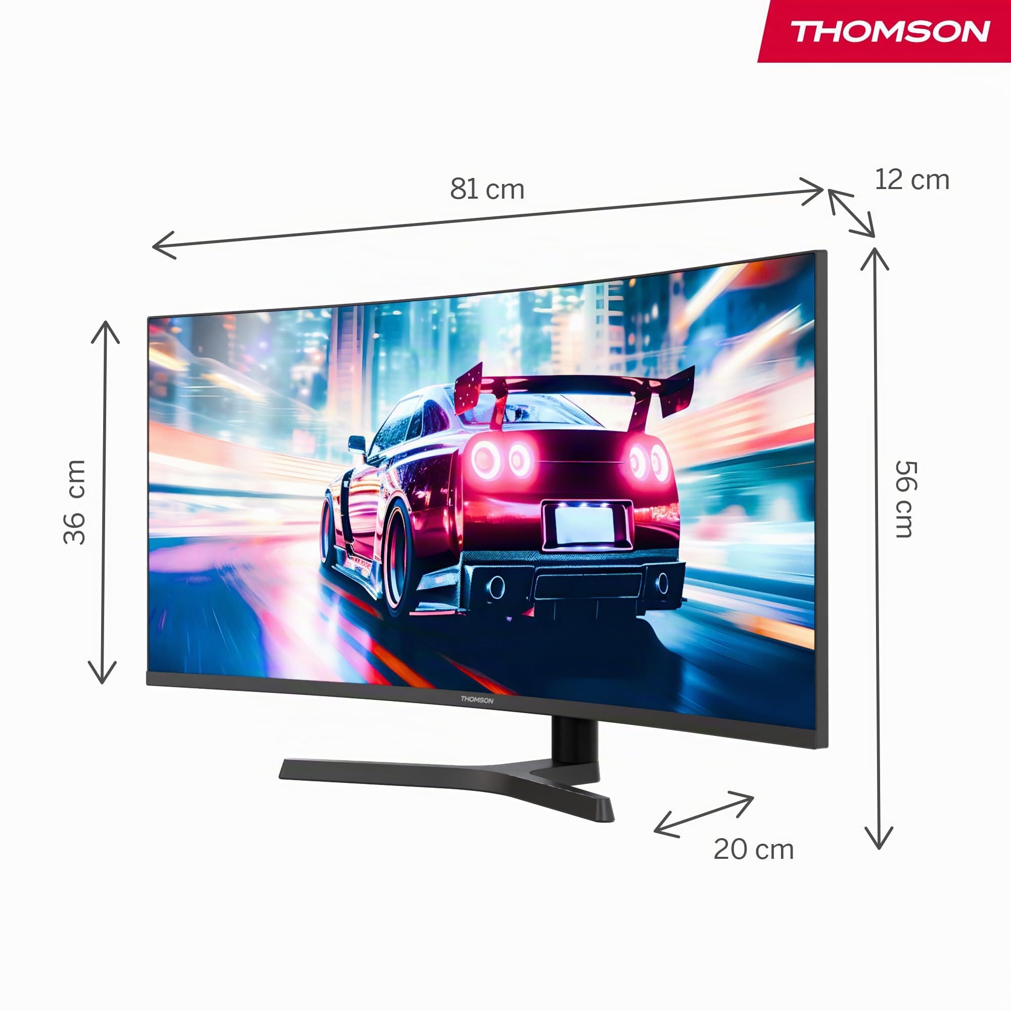 THOMSON Gaming Monitor 34 Pulgadas UWQHD Monitor, 240Hz VA EyeCare Display, 1ms, Adaptive Sync, Speaker, HDR10, HDMI&DP, M34QG7Y14C
