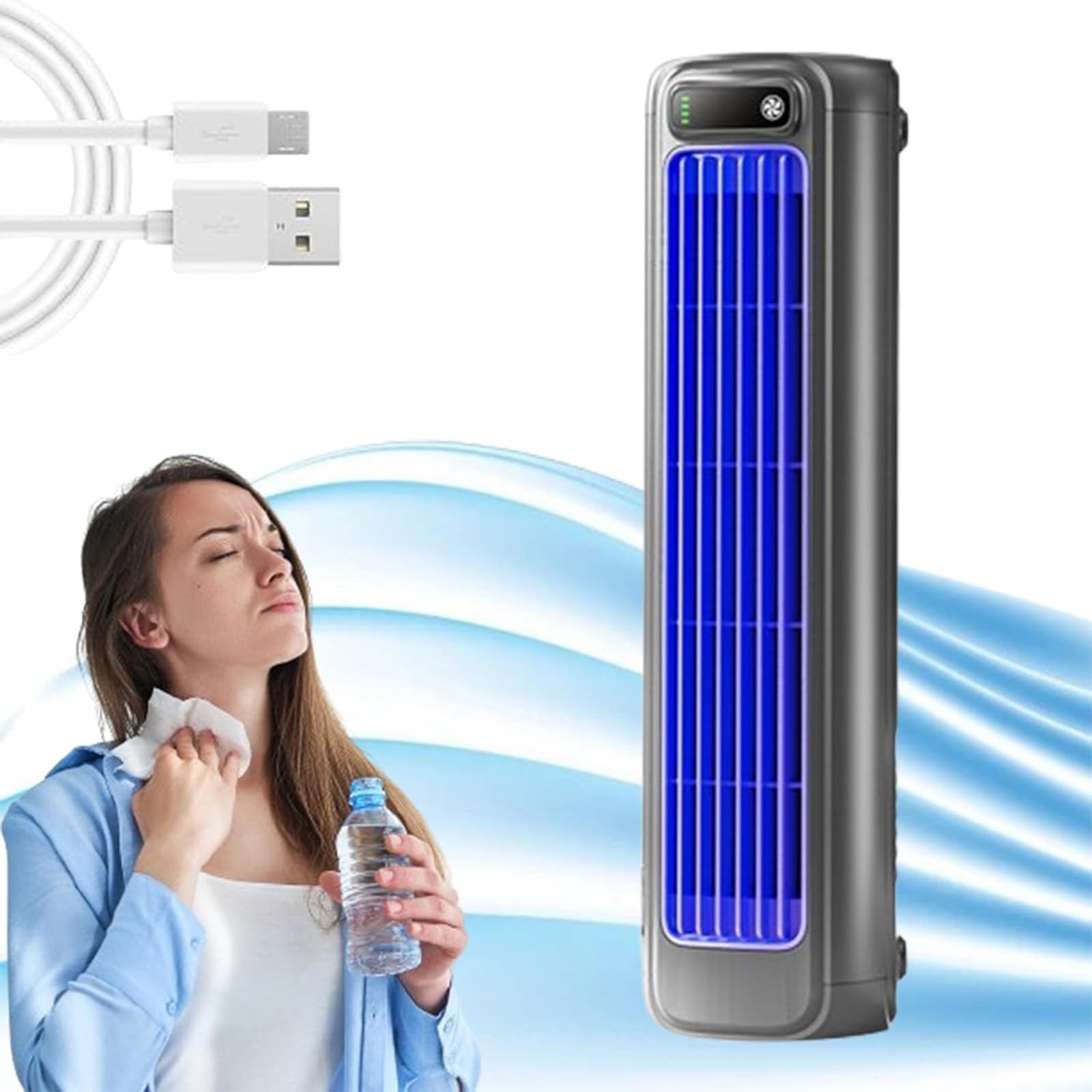 Shirem Cooling Ace, Libiyi Cooling Ace, Outfany Cooling Ace Condizionatore D'aria, Condizionatore Con Ricarica USB A 3 Velocità Per Camera Da Letto, Cucina, Bagno,Black
