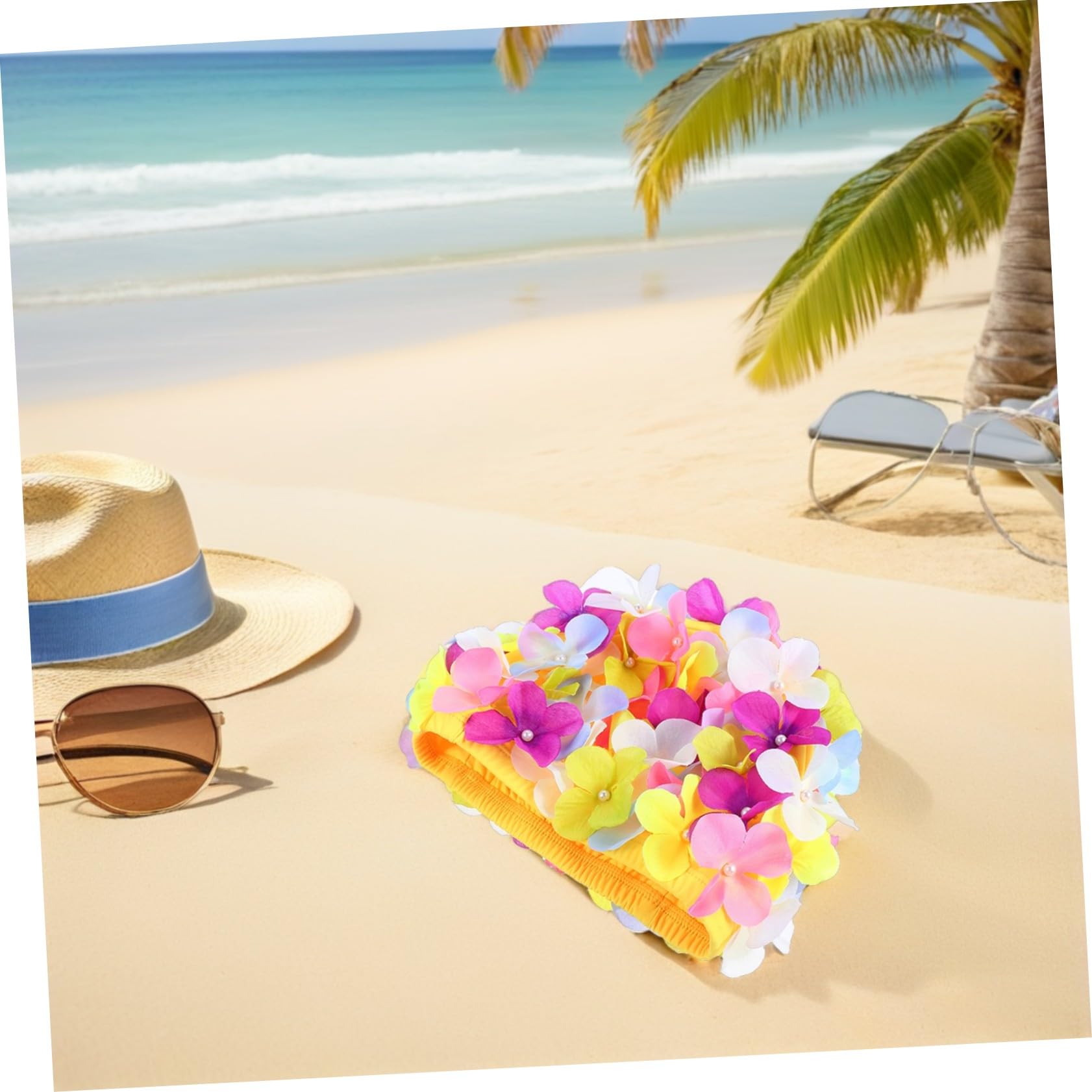 TOYANDONA 3piezas Gorro de Natación para Mujer Diseño de Pétalo con Flores Protector de Cabello para Piscina y SPA