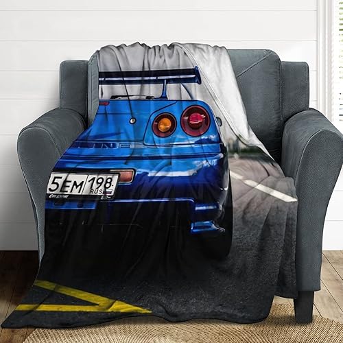 Miniatura 7 de R34 2000 Skyline - Manta de carretera azul de franela súper suave, ligera, refrescante, para niños y niñas, ropa de cama suave de franela de 40 x 50