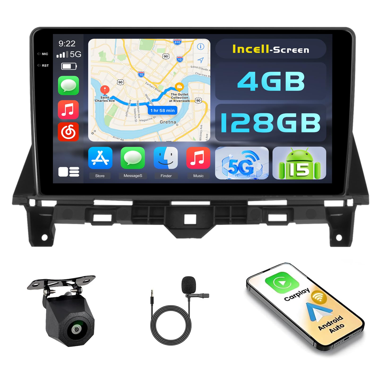 Amazon.com: [4+128G] Hikity Android 15 Car Stereo for Honda Accord