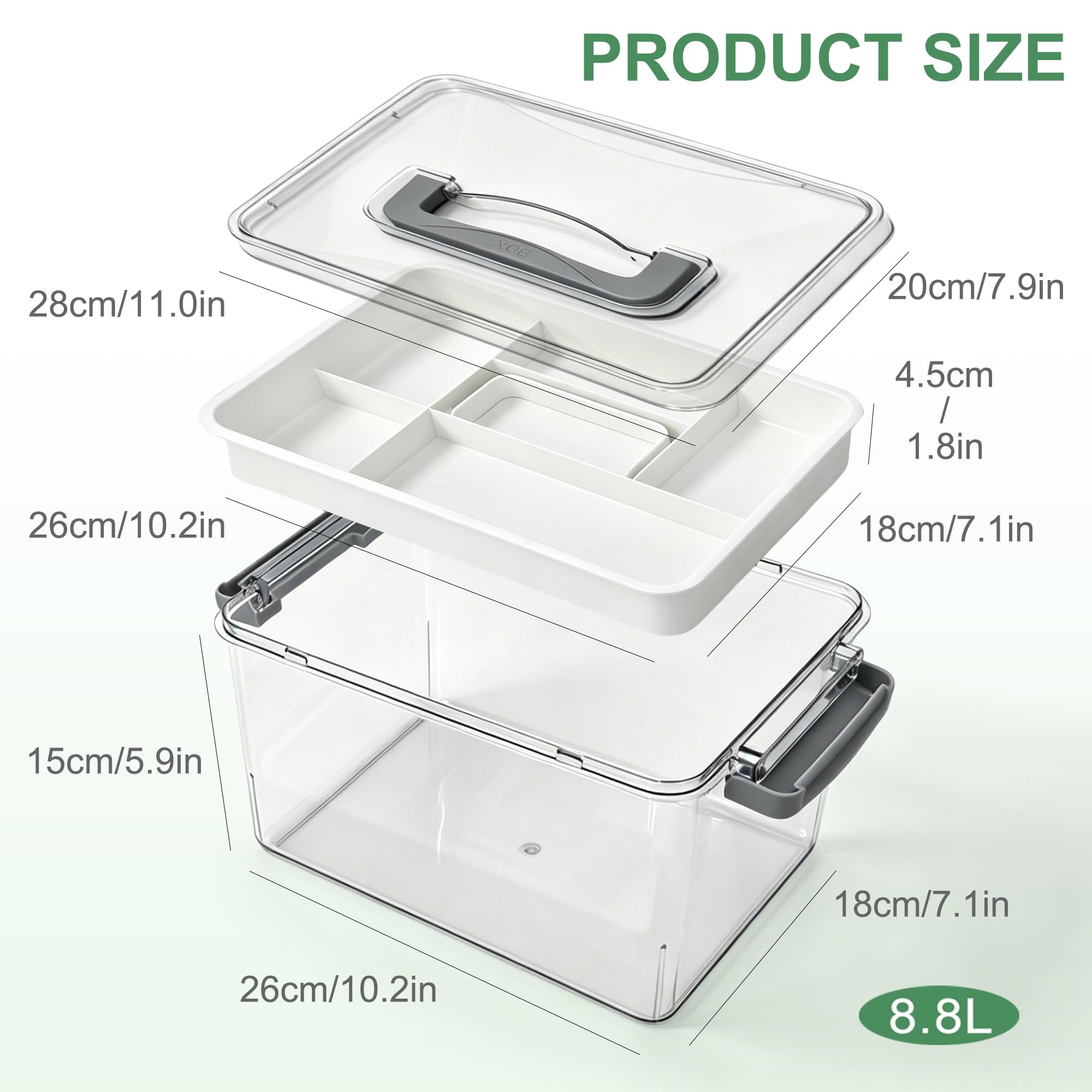 LYLIDIA Medikamentenbox Leer Medikamenten Aufbewahrung Box, 2 Ebenen groß Medizinbox, Hausapotheke Arzneimittel Medicine Organizer Box Medikamentenkoffer für Haushalt & Reisen 28 * 18 * 15 cm