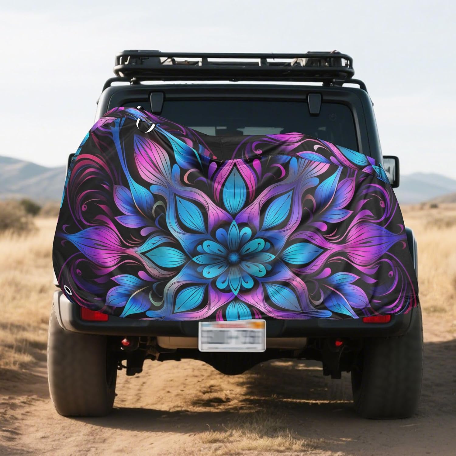 ALAZA Mandala Flower Neon Bike Cover Waterproof Outdoor Ebike Bicycle Covers Tarp Protection for 1/2 Bikes, Sun UV Dust Wind Proof