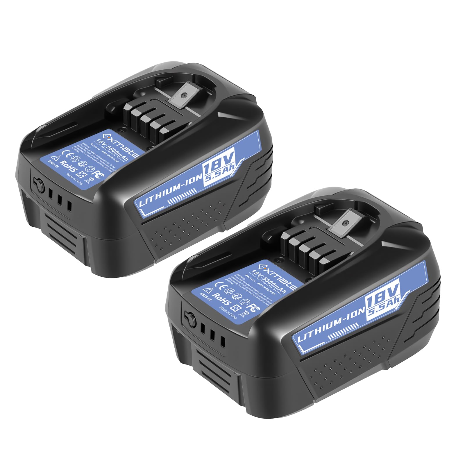 Exmate - Batería de repuesto para Bosch PBA PSB PSR (18 V, 5500 mAh, para 18 V, Gardena 18 VSystem PSB 18 LI-2, PST 18 LI, UNEO MAXXH, Uneo Maxx, 1600A005B0 2607335040 2607336039 26039) 73360 40