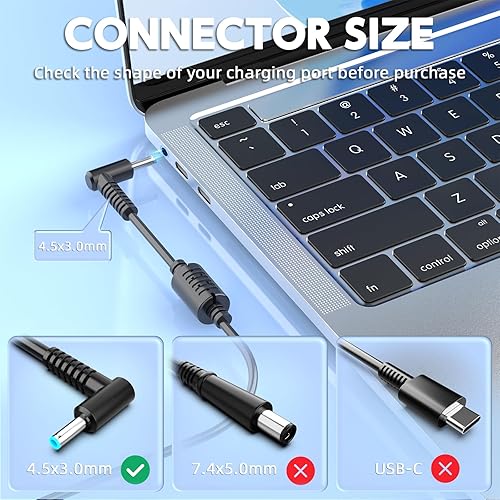 Miniatura 2 de HFLRZZ Cargador para portátil de 45 W compatible con HP es 13252, L25296 001002003004, 741727-001, 721092-001, 719309-001, 213349-109, 213349-009,