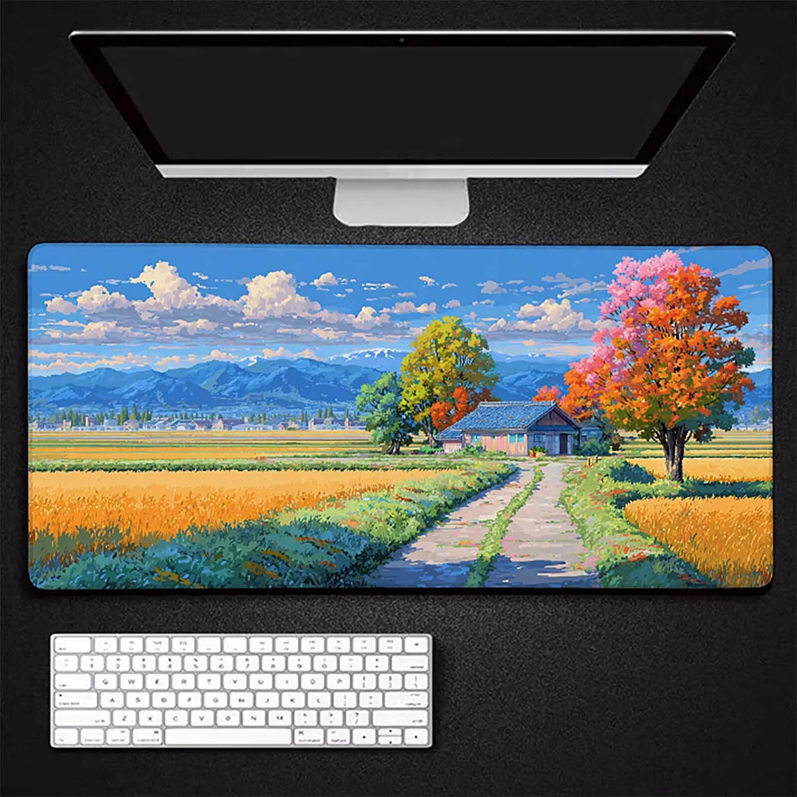 Podkładka pod mysz XXL 1600 x 800 x 3 mm, niebieska zmywalna podkładka pod mysz, krajobraz akcesoria do gier, z antypoślizgową gumową podstawą na biurko do komputera, pracy, domu, prezent dla mężczyzn
