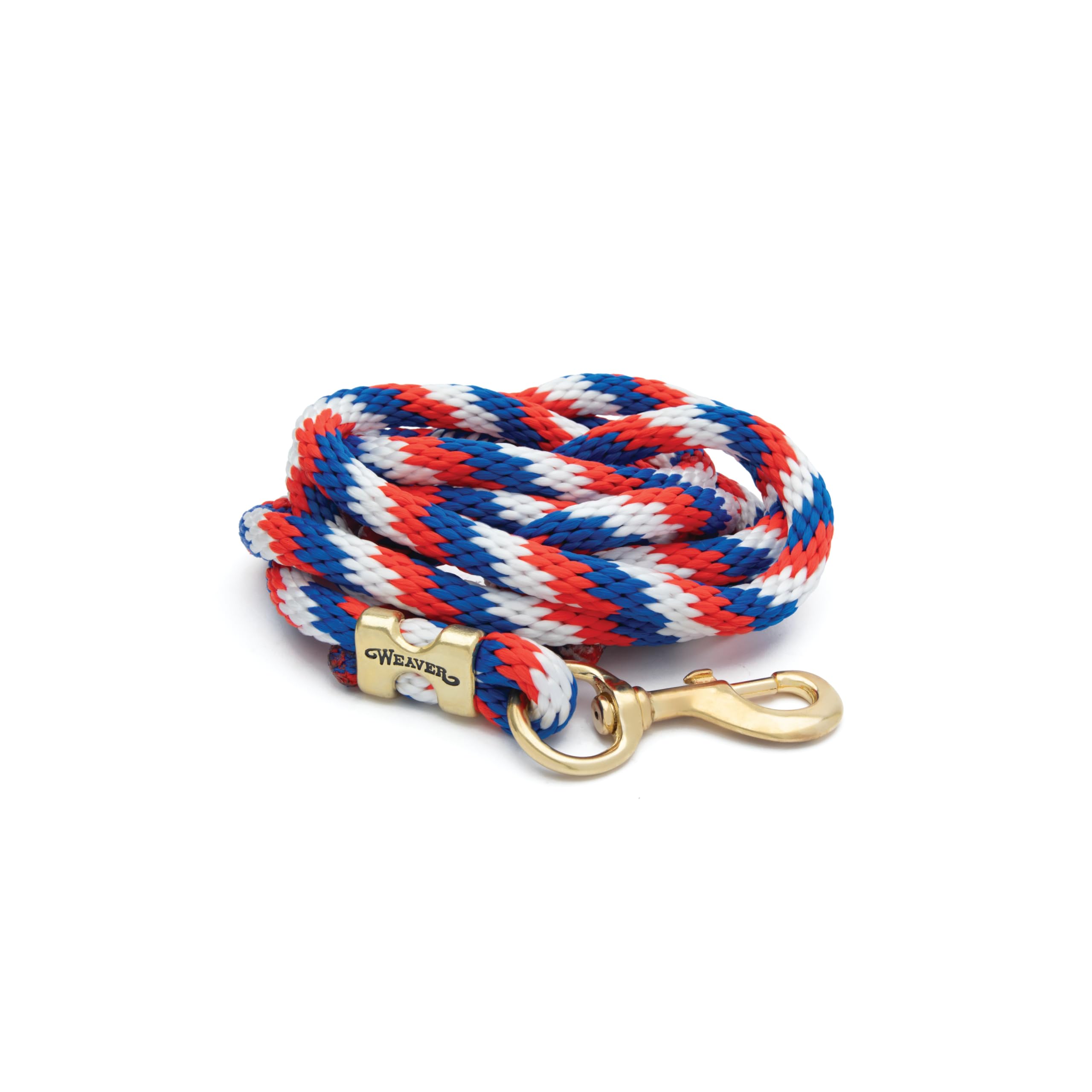 Weaver Leather Poly Lead Rope with a Solid Brass 225 Snap, 35-2100-W9, Blue/Red/White