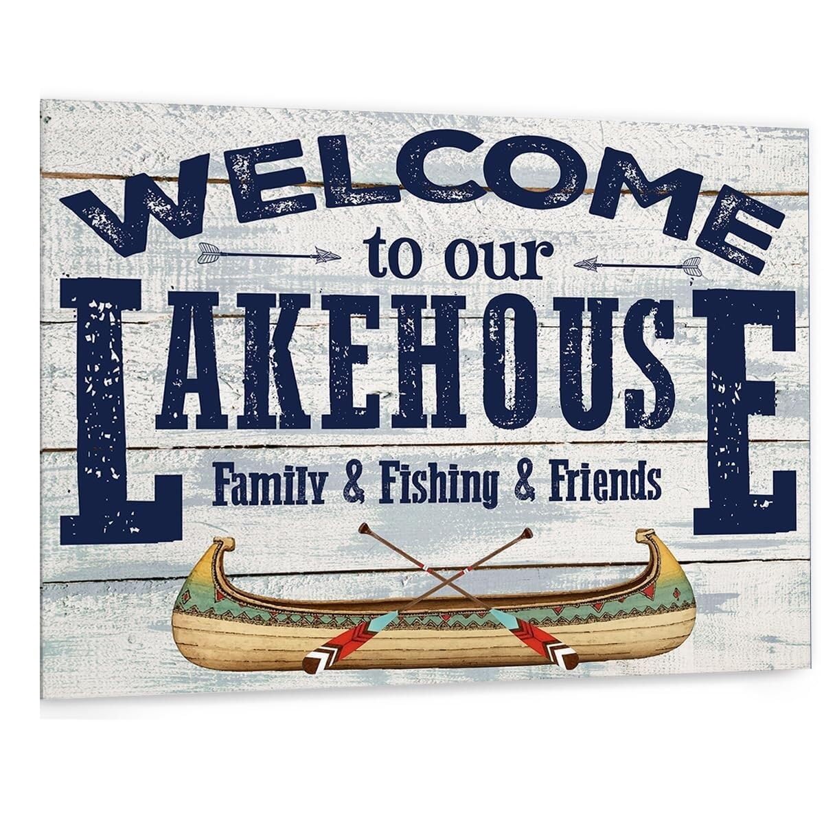 TAMDDBPJD Cozy Lake Retreat Sign - Vintage Welcome to Our Lake House Canvas Wall-Art, Rustic Decor for A-Frame Cabin, Camper Van, Cottage Bedroom​(Framed,8x12inch(20x30cm))