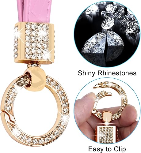 Miniatura 2 de Wisdompro Llavero de Cuero de Microfibra para Automóvil, Portallaves Universal Brillante para Llave FOB, Llaveros de Cuero para Mujeres para Llaves