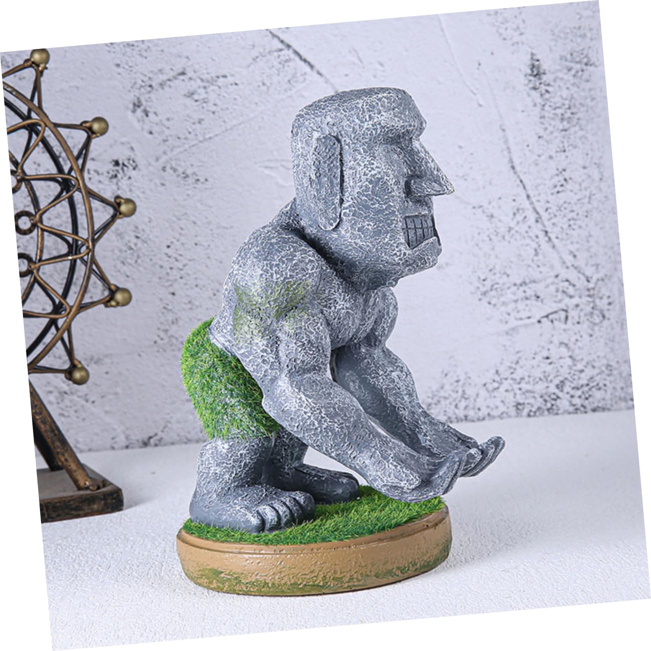 jojofuny Supporto per Maniglia di Gioco Multifunzionale in Resina per Controller e Cuffie, Base Stabile Compatta per Postazione Gaming a Casa, Ufficio e Viaggio, Decorazione Statua Moai