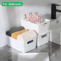 Vista 6 de 6 Pack Plastic Storage Baskets With Lids,White Breathable Stackable Storage Bins,Small Storage Containers,for Organizing Storage Baskets on